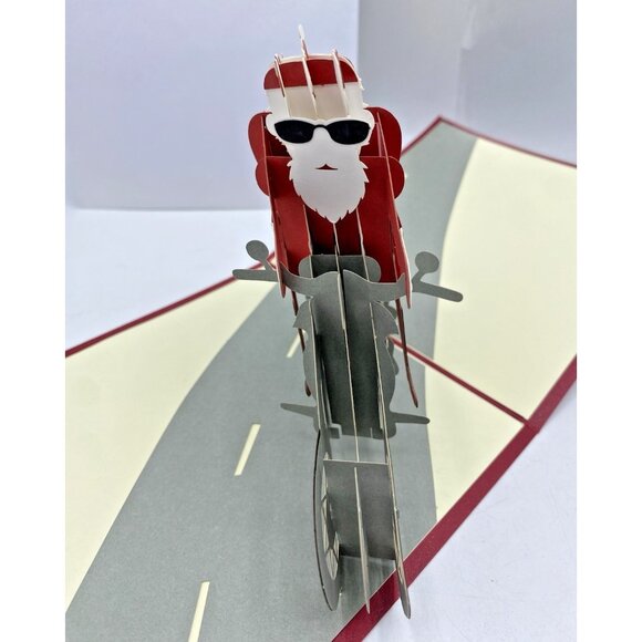 Pop Up Merry Christmas Santa on Motorcycle Greeting Card Biker Collectible 3D - Picture 4 of 10